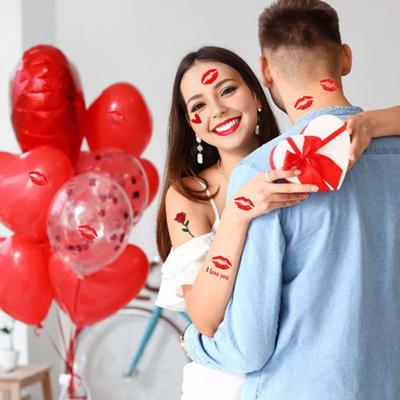 Yousheng 5 Unidades Adesivos de Tatuagem Temporária Coração de Amor Vermelho Lábios Rosa À Prova D'água Decalques Falsos Tatuagens de Arte Corporal para Dia dos Namorados Aniversários