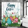 Happy Easter Eggs Floral Shower Curtain, Bathroom Decorative Shower Curtain, Waterproof Shower Curtain with Hooks