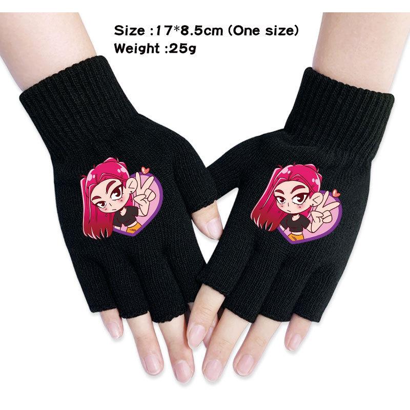 Kinder Jungen Mädchen Kpop Derpy Bedruckte Baumwolle Herbst Winter Warm Gestrickte Touch-Handschuhe