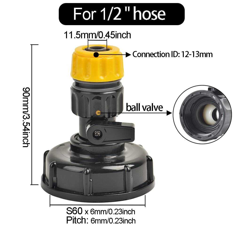 1000L IBC Tank Adapter with 1/2" and 3/4" Garden Hose Quick Connect - Universal Plastic Hose Faucet Connector Replacement Tool