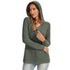 Women's Fashion Long Sleeve Drawstring Hooded Button V-neck Casual Hooded Sweatshirt Top