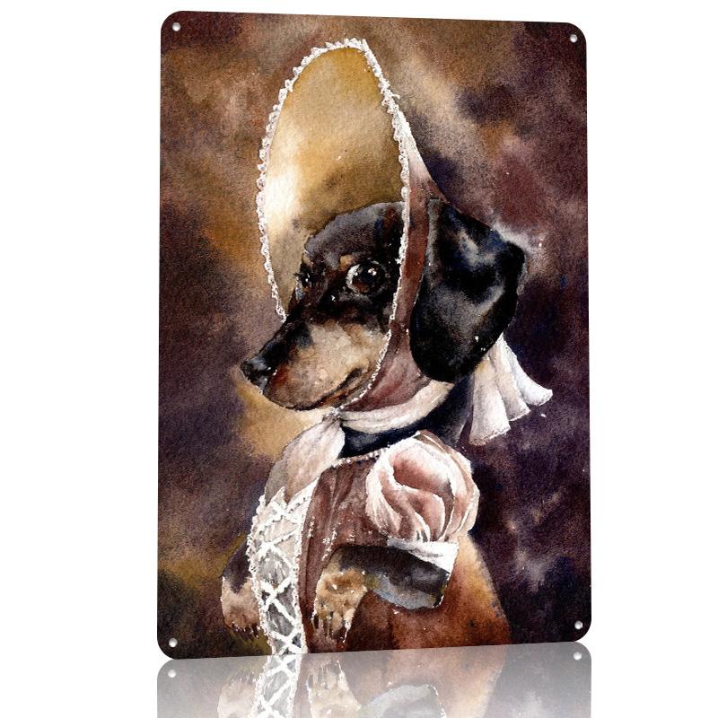 Dolly the Dachshund D Texture Printed Poster Custom Vintage Metal Tin Plate Sign for Wall Art Bedroom Decoration Gaming House