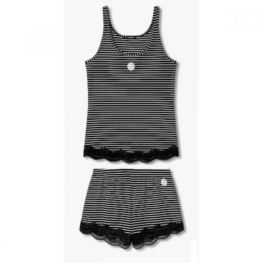 Emporio Armani Women S Lace Trim Stripe Lounge Tank Top   Lounge ShortS L/L