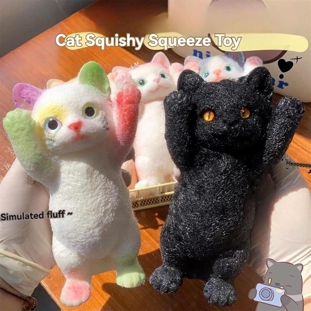 Big Slow-Rebound Cat Taba Silicone Fuzzy Super Big Cat Kitten Handmade Squeeze Toy Mochi Toy Hand Relax Stress Release Gift