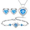 925 Sterling Copper Zircon Sets For Women Heart Zircon Ring Earrings Necklace Wedding Bridal Elegant Christmas