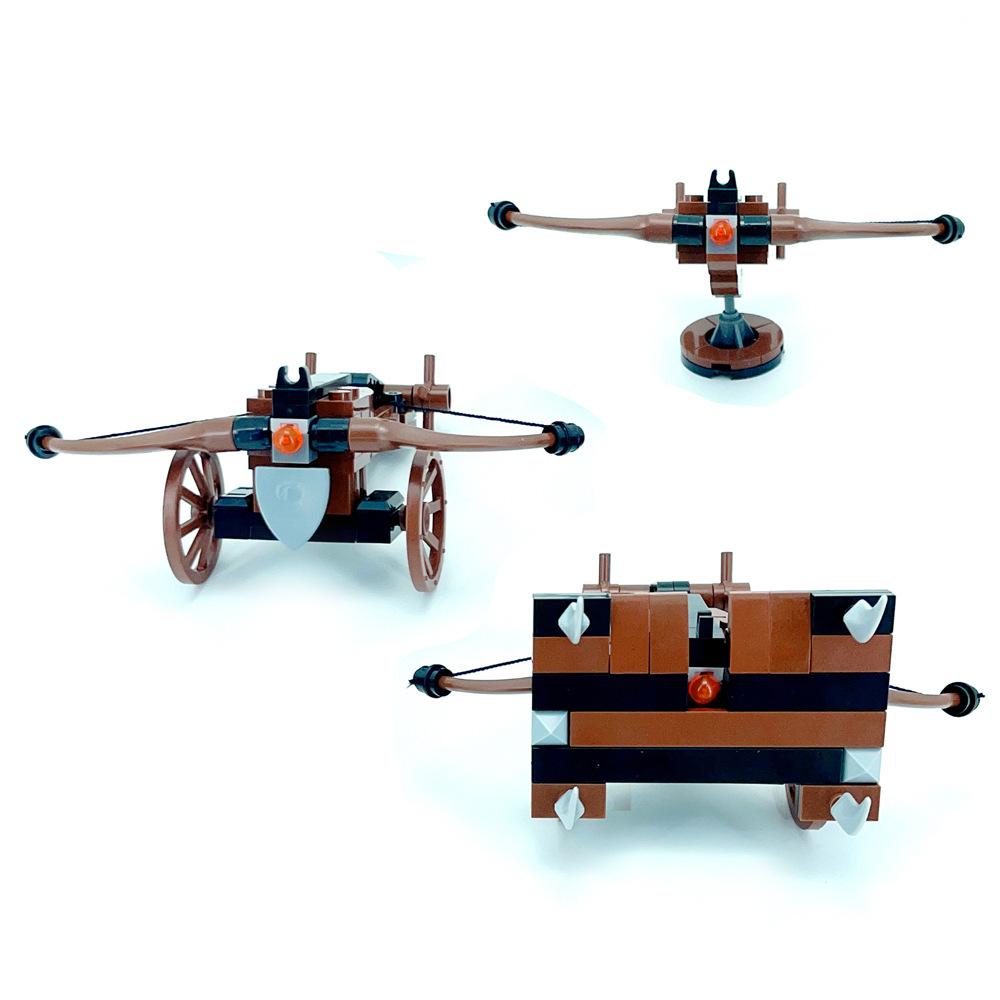 Medieval Roman Castle Legion Crossbow Gun Car Catapulted Military Weapons Building Block Crossbow Bow