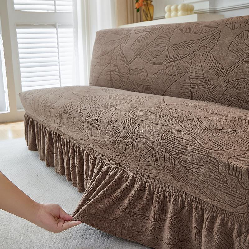 Armless Futon Cover Stretch Sofa Bed Slipcover Protector Elastic Feature Rich Textured High Spandex Small Checks Jacquard