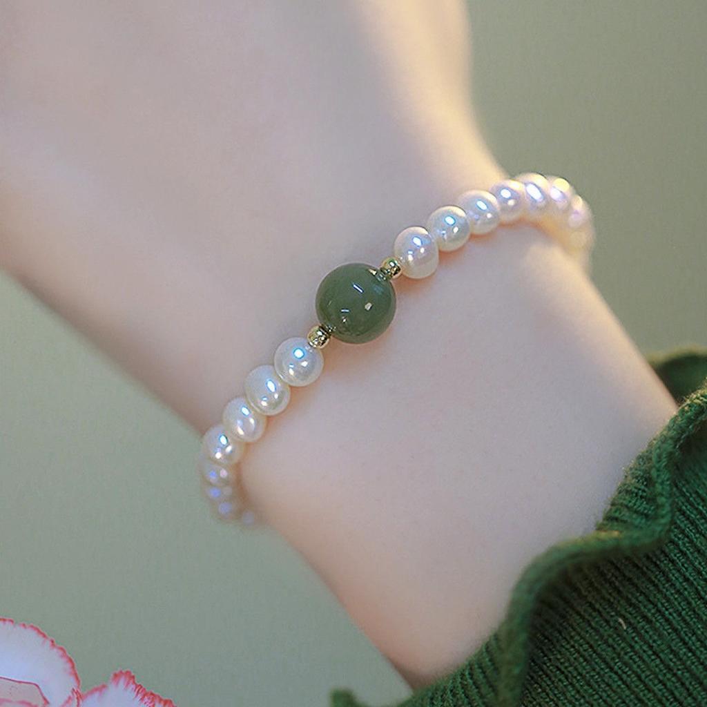 Luxury Pearl Bracelet - Stainless Steel Stringing Beads Jewelry for Women, Hypoallergenic Gift Bangles Accessories