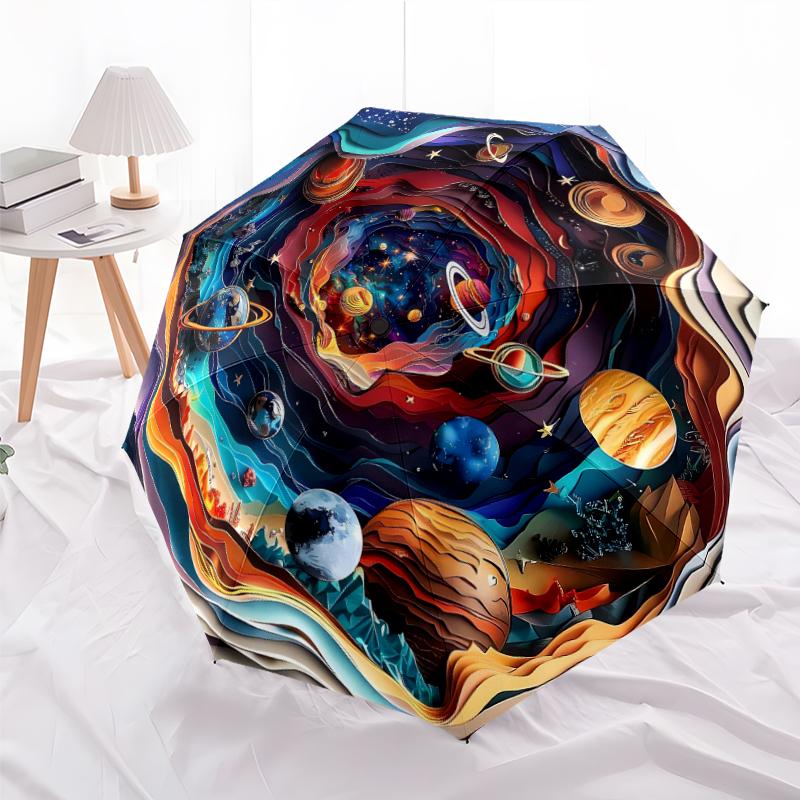 

1 PC Automatic Folding Umbrella - 3D Vision Animal Pattern, Portable & Foldable Design with 8 Ribs, Christmas Birthday Gifts