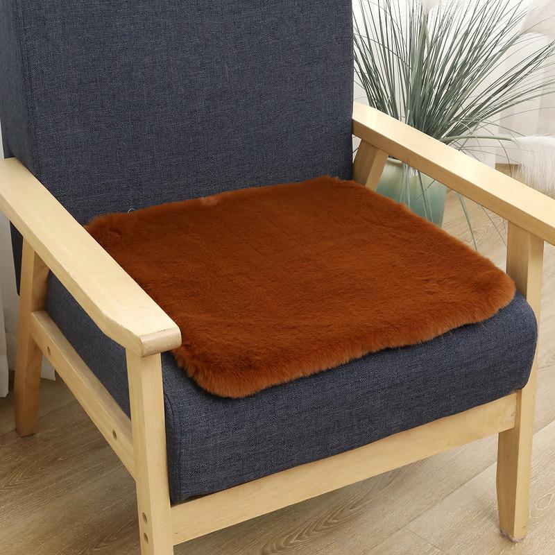Thick Faux Rabbit Fur Seat Cushion for Office/Car - Perfect for Autumn & Winter