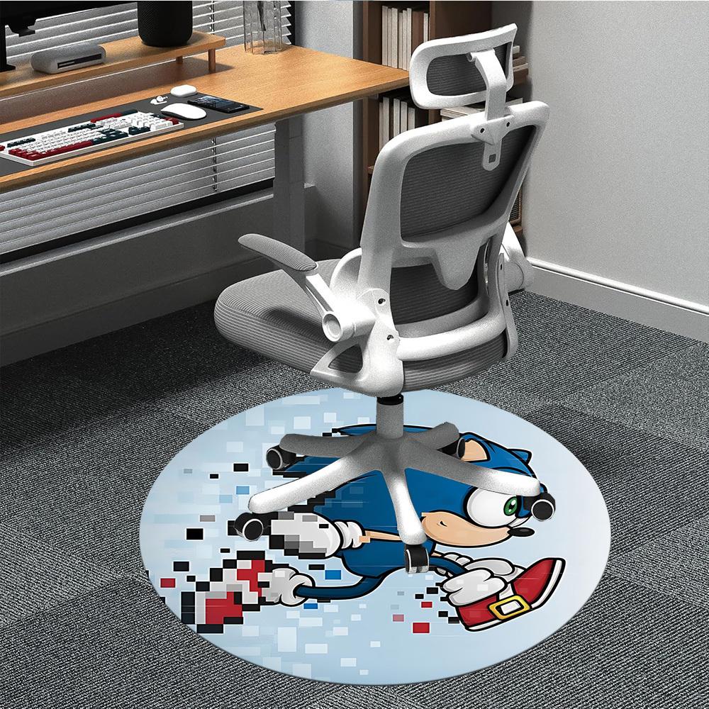 

1pc Sonic Running Office Round Area Rug, Indoor Mat Suitable For Office, Under Office Chairs Bedroom Living Room Home Decor, Room Deco043 80cm by 80cm