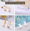Cazador Cute Cat and Fish Bone Stud Earring Women Small Piercing Earrings Stainless Steel Jewelry Mother Gift 2026 Trend
