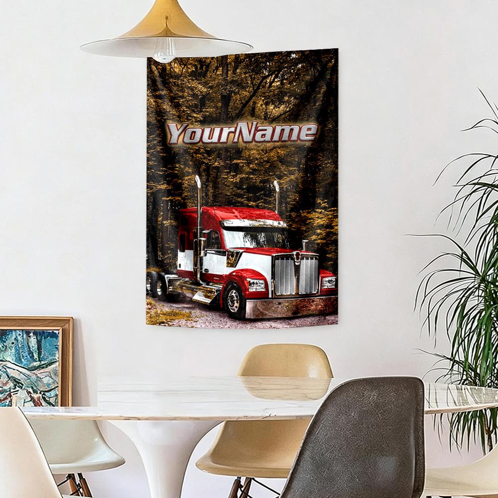 Kw Heavy Trucks Custom Your Name Wall Decor Tapestry Art For Pet Memorial Birthdaywedding Party Backdrop Family Gift