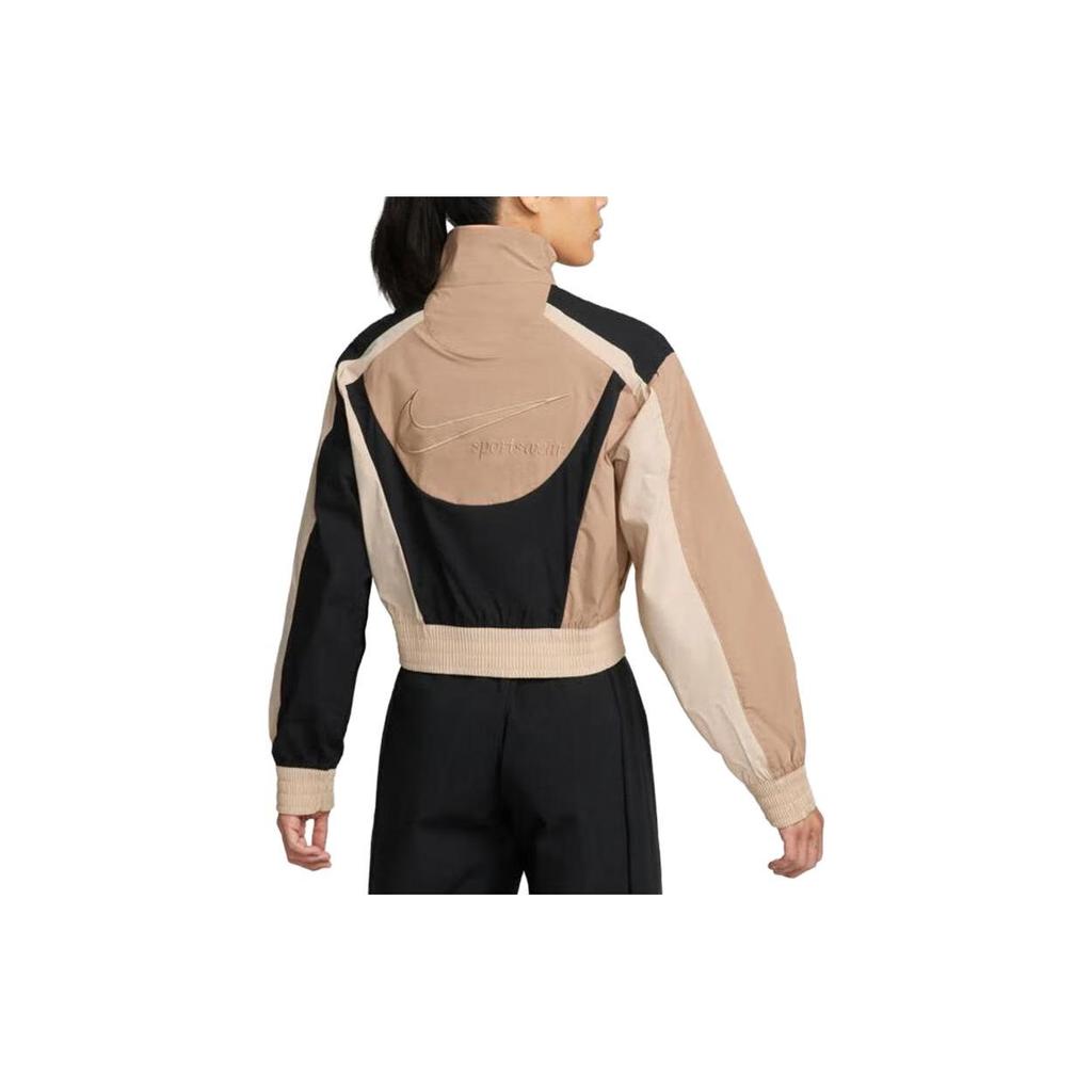 Nike Giacca da Donna Color Block Collo Alto Manica Lunga Larga Capispalla Marrone DV8308-200