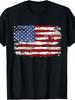 American Flag USA United States of America US 4th of July TShirtRetro Casual Short-sleeved T-shirt with a Round Neck and