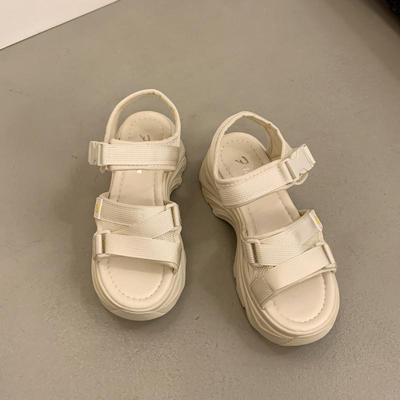 TUINANLE Sandalias de Tacón de Plataforma Gruesa para Mujer Verano Cuña con Hebilla Casual Cómodas de Color Sólido Sandalias de Playa