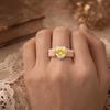 14K Golden Plated khaki Skin-safe Silicone  Ring, Yellow Heart-shaped CZ Ring,Stylish Jewelry for Everyday