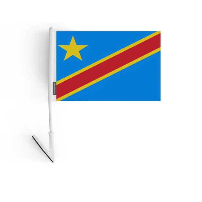Drapeau adhésif - PIXELFORMA - République Démocratique du Congo - 14 x 21 cm - 10 pièces - Polyester
