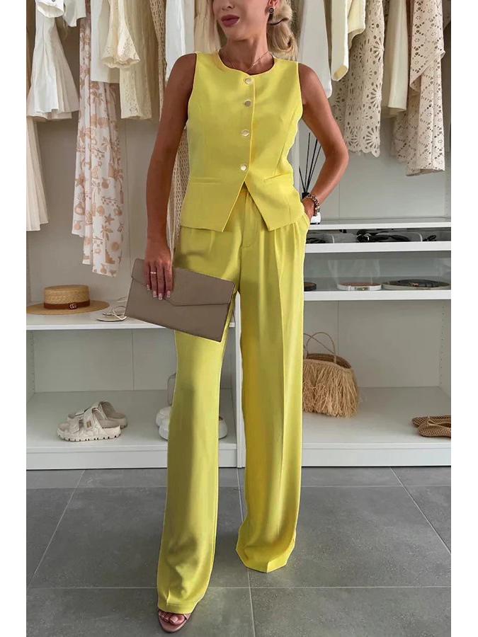 2025 Women's Elegant V-neck Vest & Long Pants Set