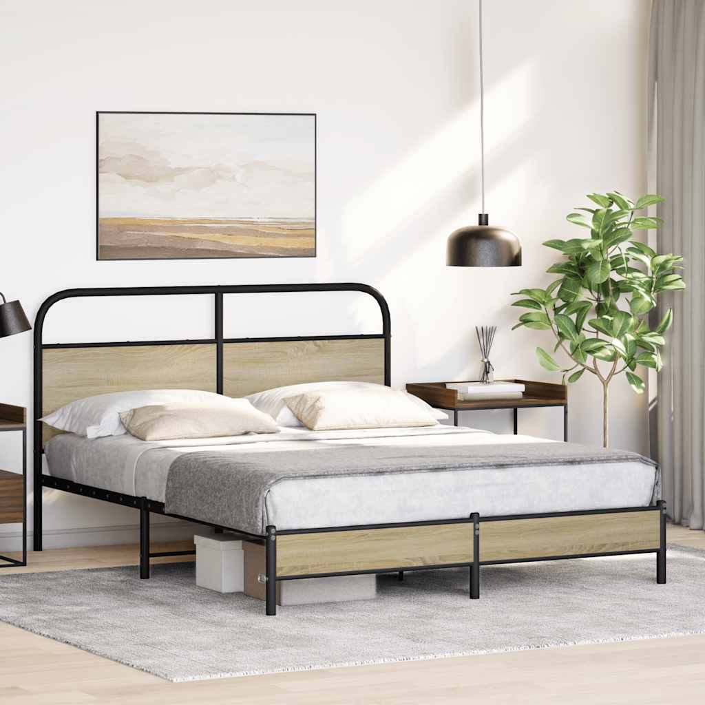 Bed Frame Without Mattress 150 X 200 Cm Sonoma Oak Wood Based Panel