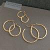 14K Gold Plated Twisted Rope Texture Hoop Earrings Metal Braided Huggie Circle Earrings Women Vintage Minimalist Jewelry Gift