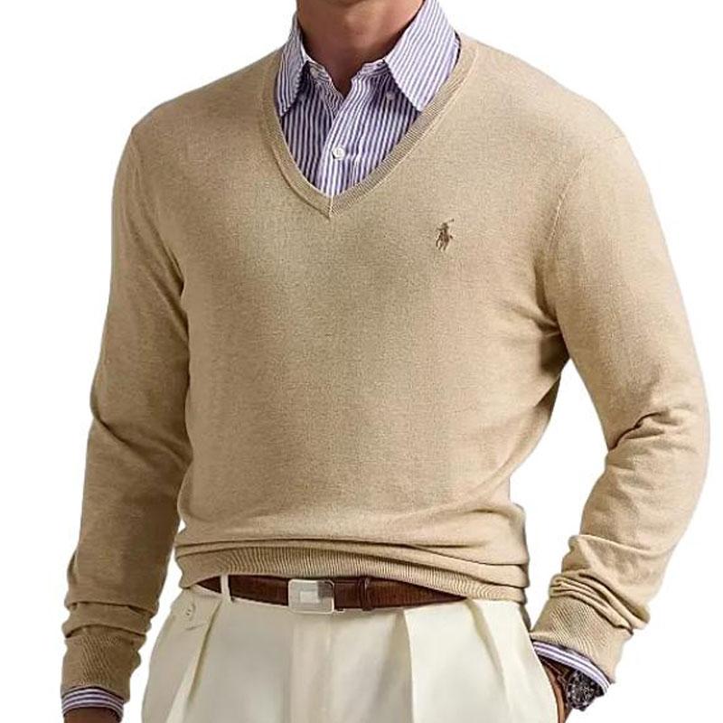 Polo Ralph Lauren Logo Bestickter V-Ausschnitt Pullover Langarm Strickpullover Herren Pullover 710890561-502