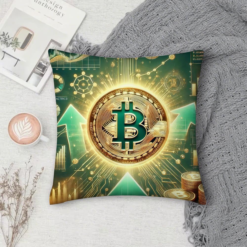 Bitcoin Pillow Case Square DoubleSided Printing Sofa Cushion Cover Pillowcase Bedroom Bedside