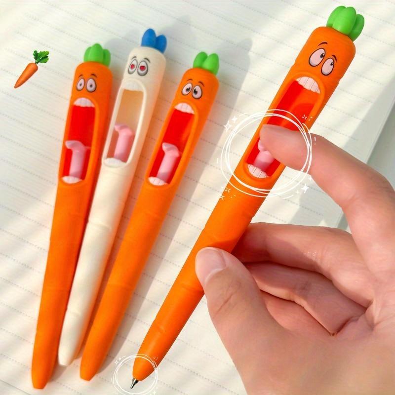 Screaming Carrot Novelty Pen with Retractable Tongue Mechanism for Office School Use, Party Decor and Funny Gift Giving