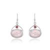 Rose Quartz Garnet Earrings: Sterling Silver Dangle Jewelry