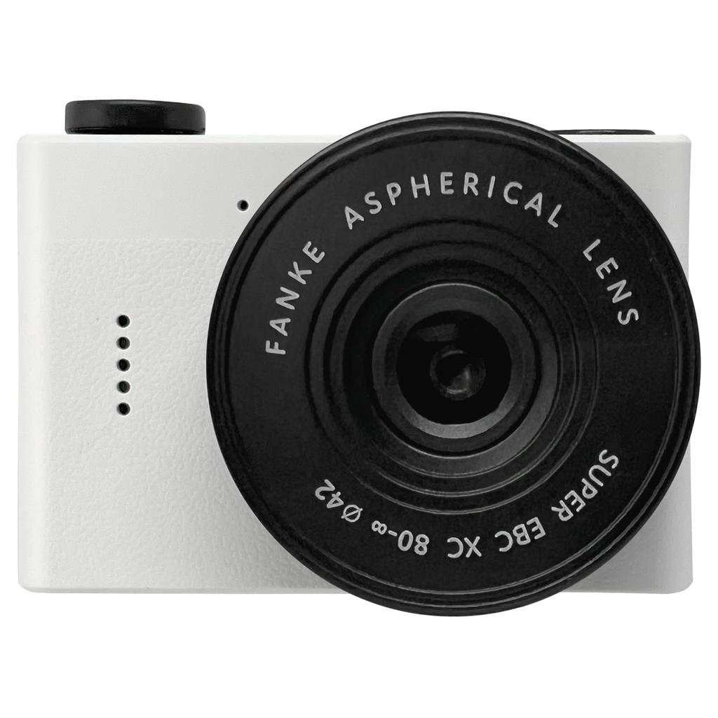 No-brand Retro-style Mini Digital Camera with 20MP Resolution, a 1.54-inch LCD Screen, and a Compact, Low-fidelity Video Recording Function. White.