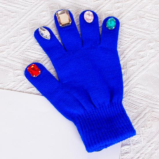 Faux Diamond Knitted Gloves Women Cotton Thickened Winter Gloves Windproof Riding Outdoor Mittens Fashion Accessories