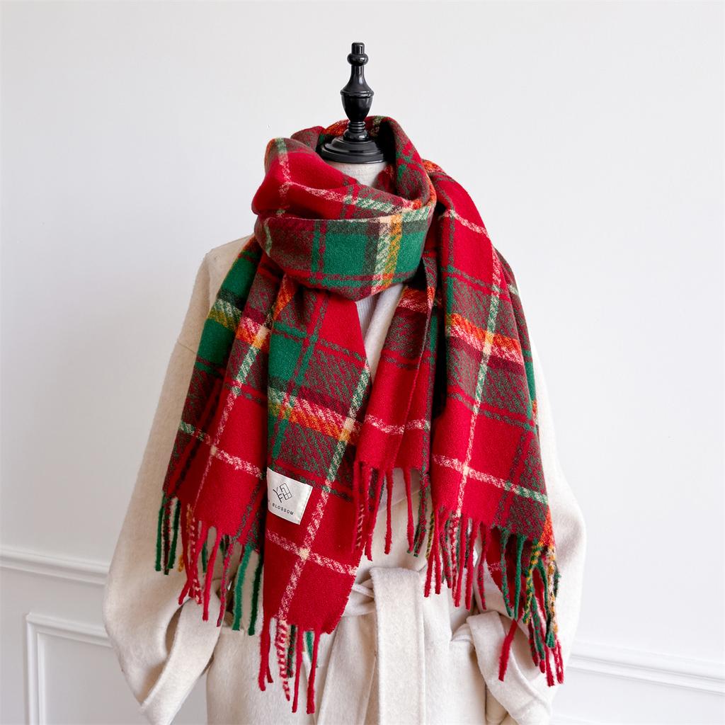 NEW Luxury Cashmere Women Plaid Scarf Winter Warm Shawl and Wrap Bandana Pashmina Long Tassel Female Foulard Thick Blanket