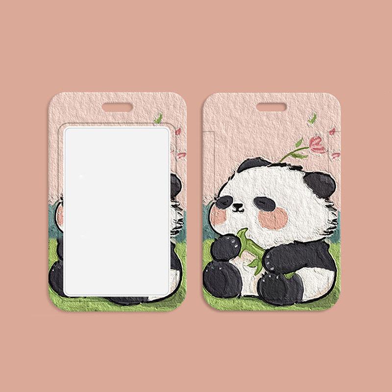 Zestaw kart Anime Cute Panda Smycz do kluczy Telefon komórkowy Zawieszka Lina Keycord Uchwyt na identyfikator Brelok DIY Smycze Prezent