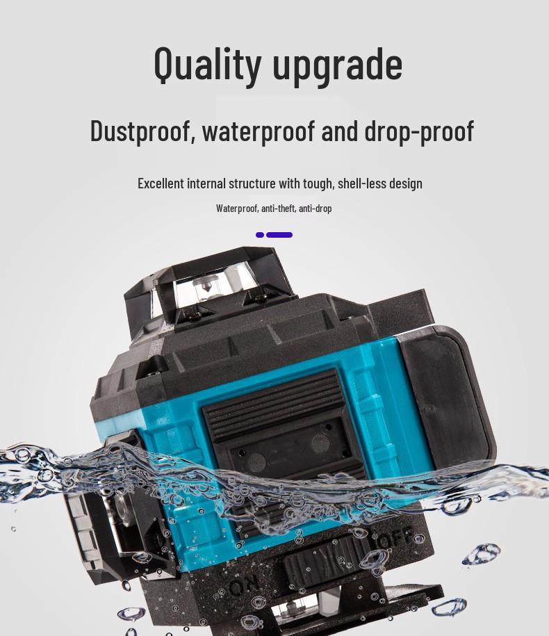 High-Precision Laser Leveling Tool, 21V Lithium, 12/16 Lines, 3D/4D for Walls & Floors