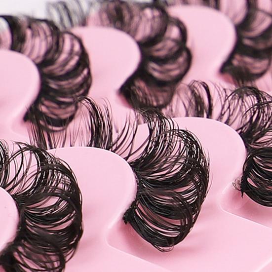 Yousheng 10 Pairs False Eyelashes No Residue D-Shaped 3D Effect Lady Handmade Extensions Artificial Eyelash for Beauty