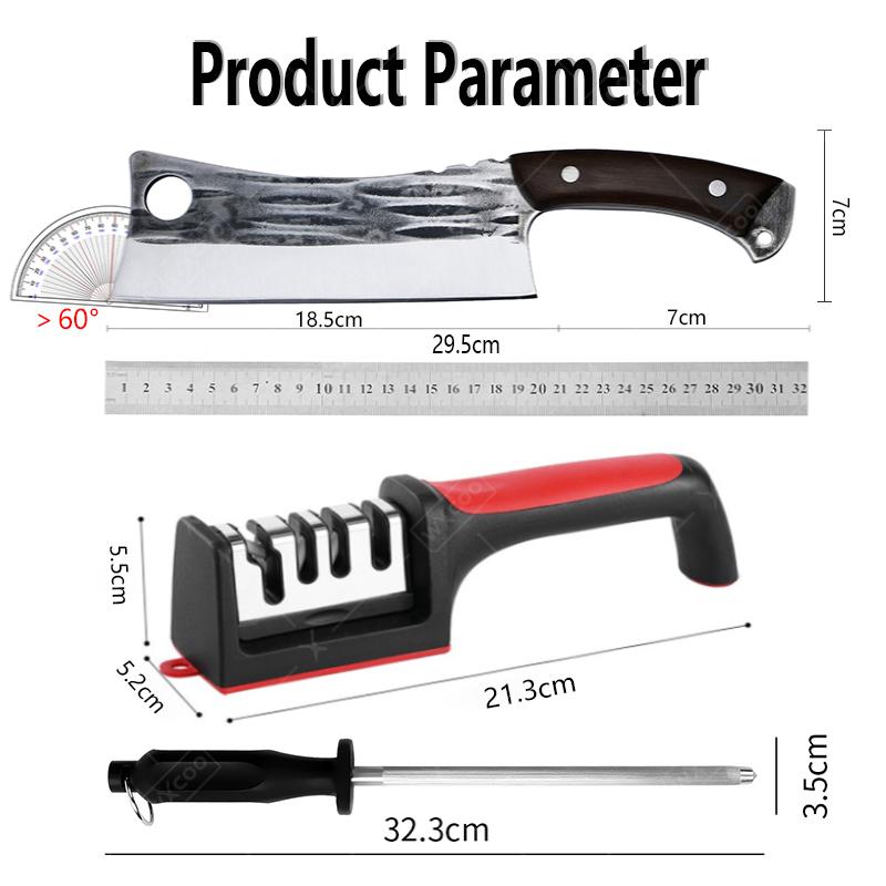 Knife Sharpener Stainless Steel Boning Knife Cleaver Knife Slicing Fish Meat Vegetable Kitchen Knives BBQ Chef Cooking Tools