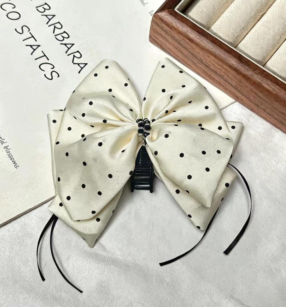 2026 Französischer Polka-Dot-Schleifen-Klammerclip für Damen - Hochwertiges Luxus-Haaraccessoire