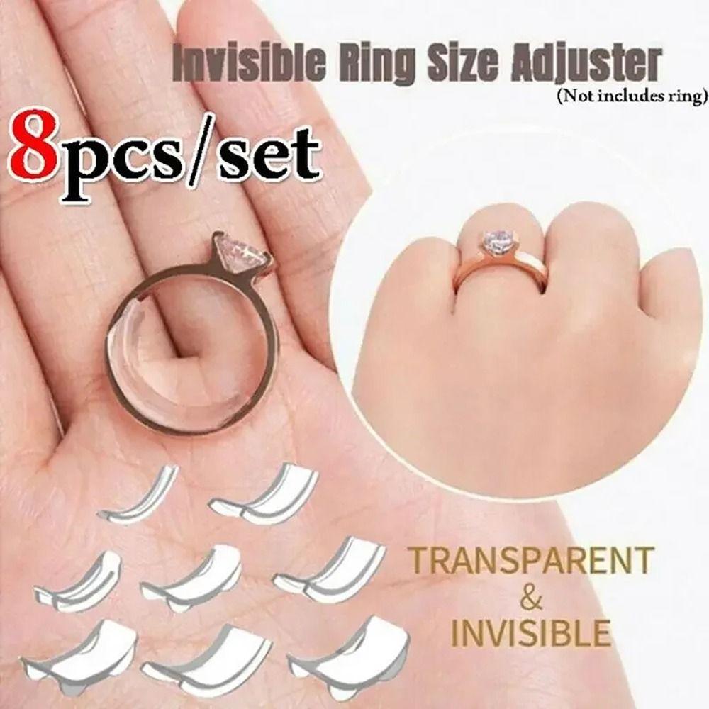 Silicone Invisible Clear Ring Size Adjuster Resizer with 8 Sizes Fixed Tightener Adjustment Cushion Jewelry Guard Spacer Tool