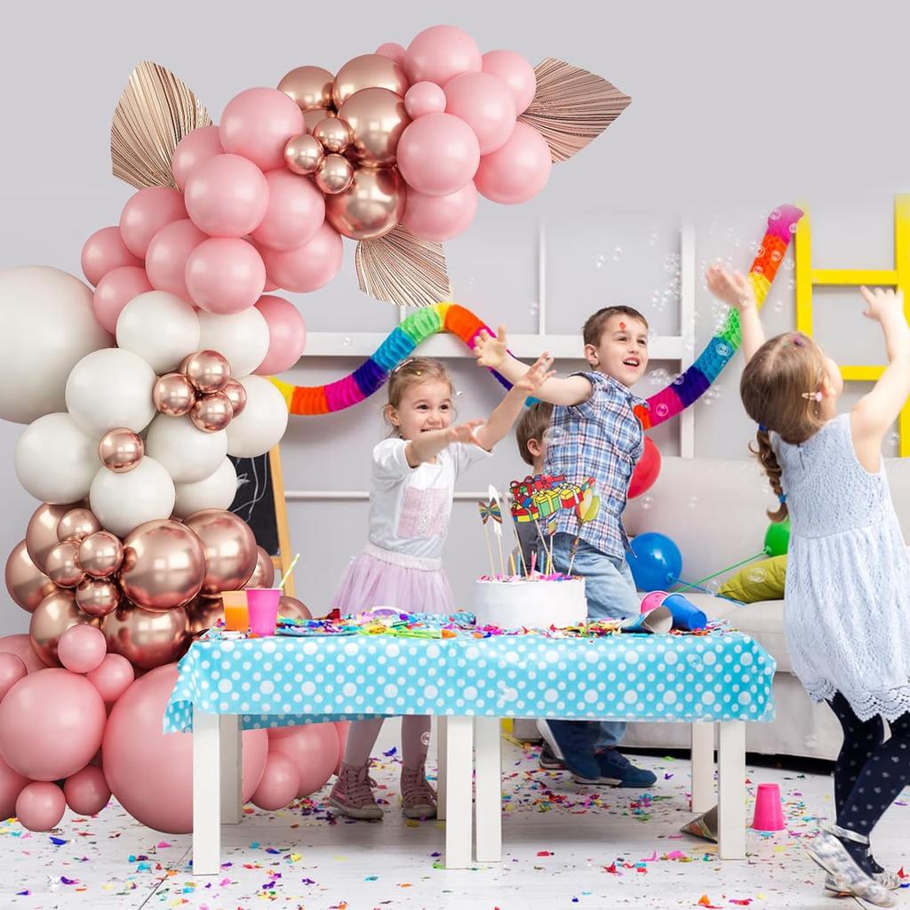106Pcs Pink White Rose Gold Latex Balloon Set Suitable for Birthday Parties, Weddings, Valentine's Day Party Decoration