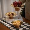Bordstallrikar i rostfritt stål Köksskål för frukt med träbas Tårtfat Godis Bröd Dessert Snacks Tebricka Servis