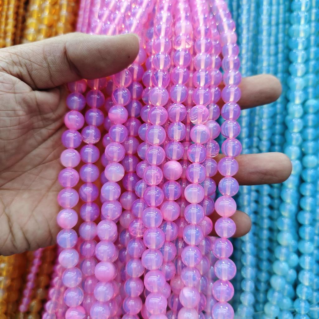 8mm & 10mm Synthetic Opal Cat's Eye Loose Beads for Jewelry DIY