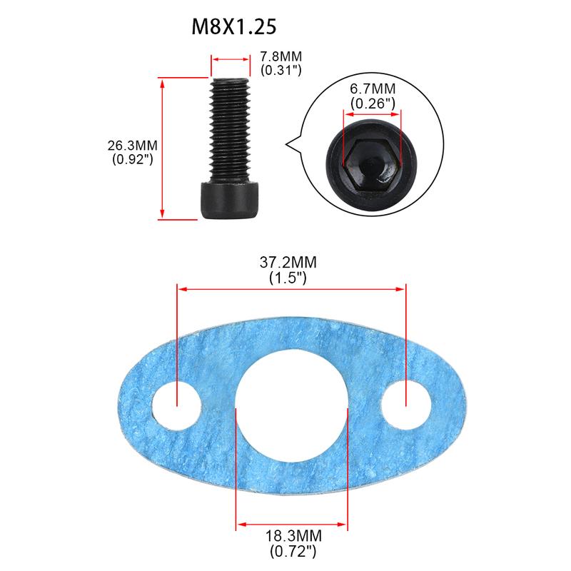 LZONE - AN4 Male Turbo Oil Feed Inlet Flange Adapter Kit w/Gasket For T3 T4 T04 T04B T04E JR-OFG31