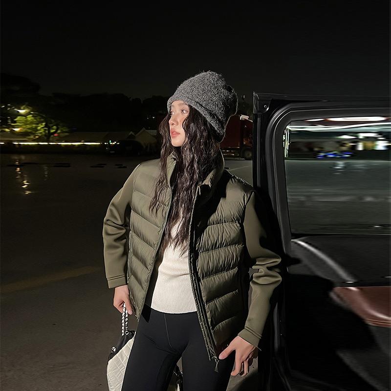 Supply Autumn New Cross-border Women's Clothing Casual Sleeves Splicing Cotton Clothing Jacket Solid Color Quilting Cotton