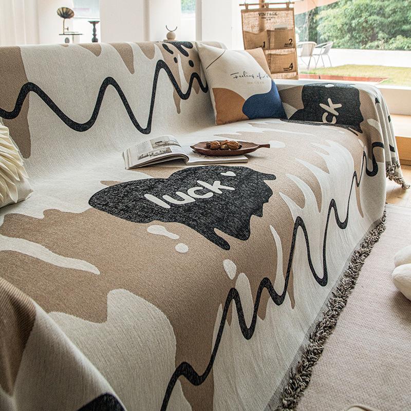 1PC Chenille Sofa Throw Blanket with Tassels Anti-cat Scratches Sofa Slipcover Dustproof Couch Protector Camping Picnic Blanket 180x130cm S