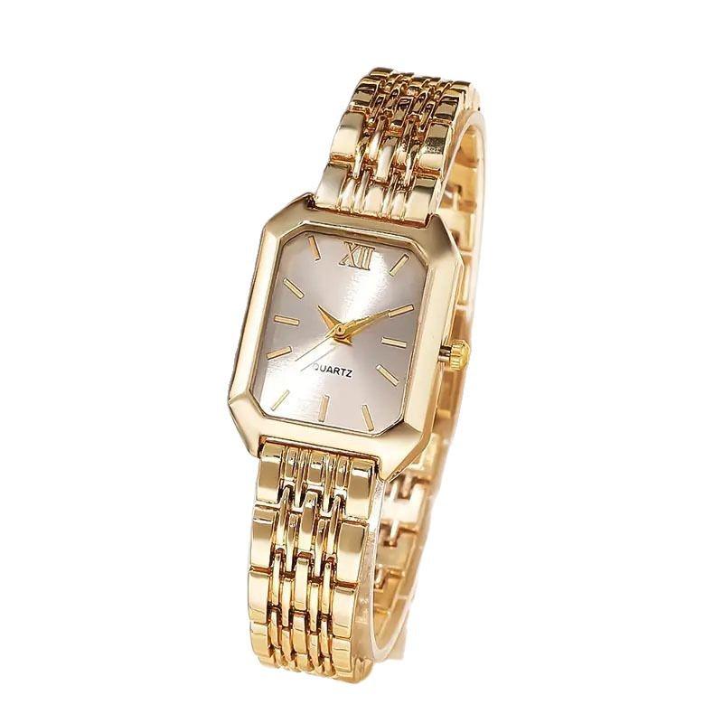 Elegant Women's Quartz Watch with Square Face and Steel Band