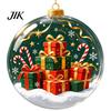Christmas Party Hanging Trinkets 3D Faux Crystal Ball Ornaments with Warm LED Luminous Holiday Decorations Lights, Tree Pendant for Home Decor