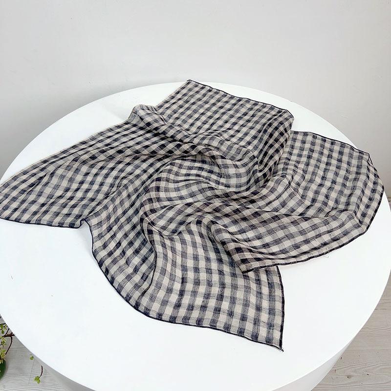 Korean Style Unisex Linen Scarf - Thin, Sunscreen, Retro, Natural Dewdrop Colors for Spring/Summer