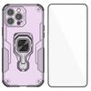 For iPhone 13 Pro 6.1 inch Phone Case WANLONFENG PC TPU Back Cover Kickstand with Tempered Glass