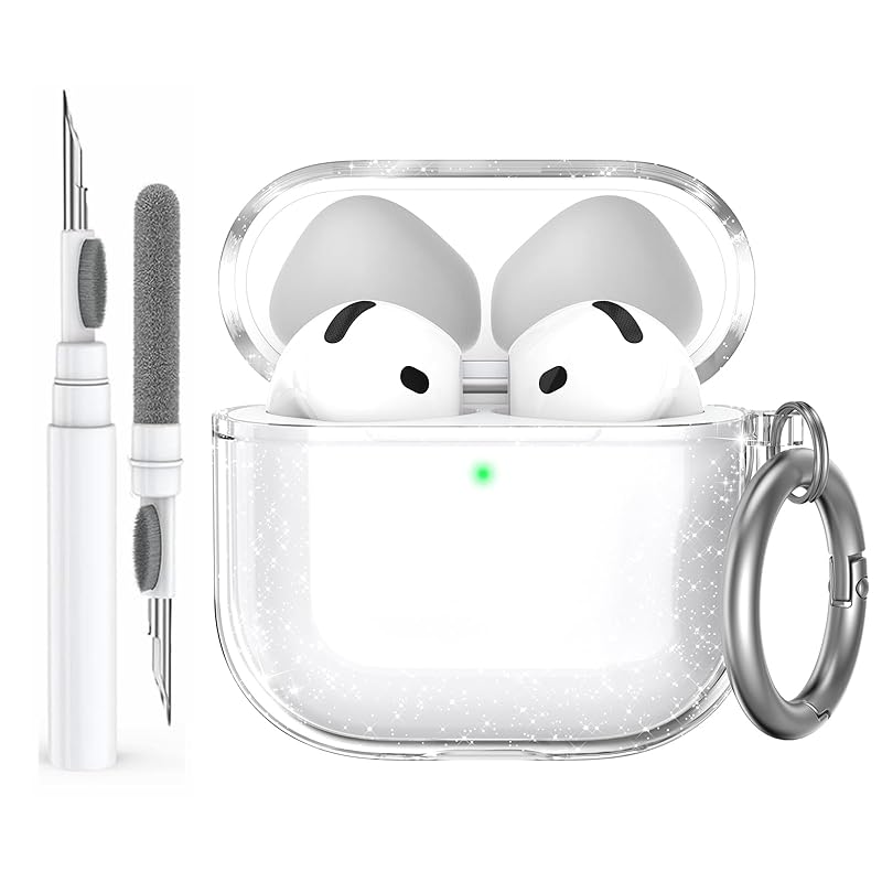 

AhaStyle Clear Airpods 4 Protective Covers [Anti-Yellowing] Flexible TPU Protective Cover with Cleaning Kit, Designed for Apple Airpods 4th Generation