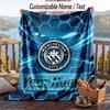 Flannel Blanket Manchester City Print Custom Name Text Soft Throw for Sofa Bed